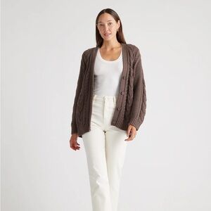 100% Organic Cotton Oversized Cable Cardigan Sm